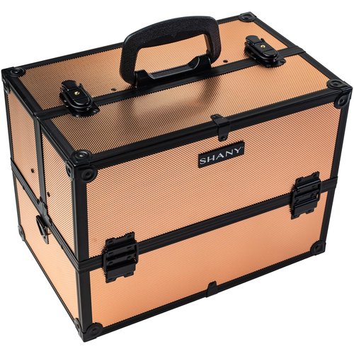 SHANY Essential Pro Makeup Train Case Cosmetic Box Portable Makeup Case Cosmetics Beauty Organizer Jewelry storage with Locks, Multi Compartments Makeup Box and Shoulder Strap - Black Rose