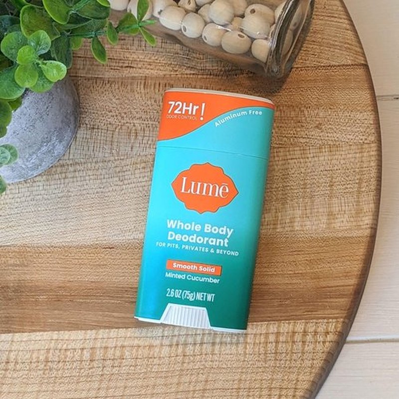 Lume Whole Body Deodorant - Smooth Solid Stick - 72 Hour Odor Control - Aluminum Free, Baking Soda Free and Skin Safe - 2.6 Ounce (Pack of 2) (Minted Cucumber)