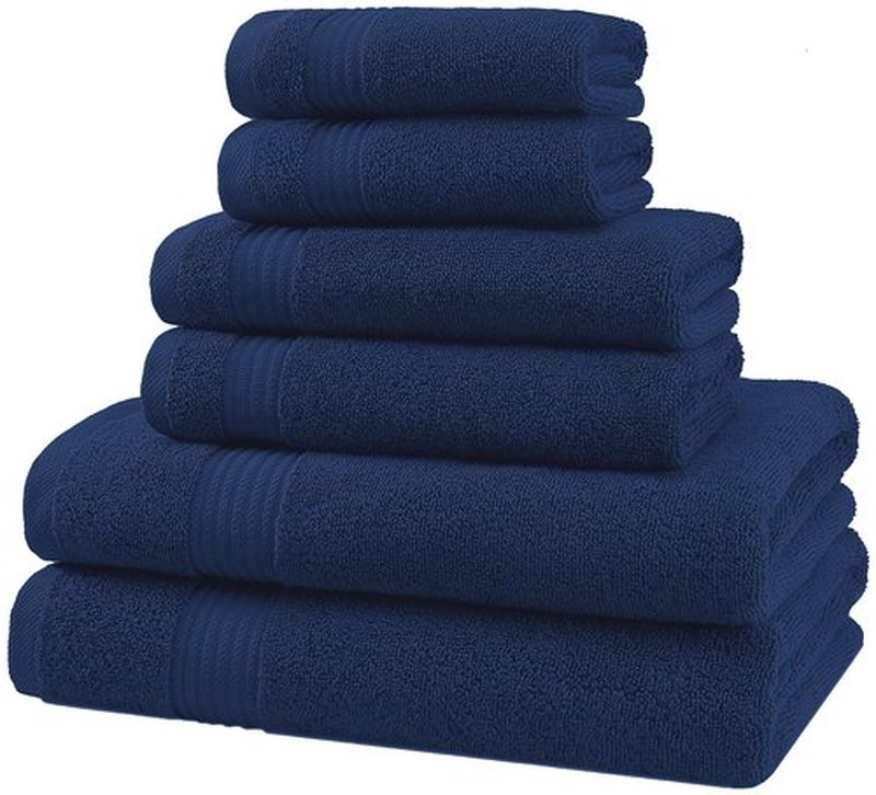 American Veteran Towel, 6 Piece Towel Set for Bathroom Clearance Prime, 100% Cotton Turkish Bathroom Towels, 2 Bath Towels 2 Hand Towels 2 Washcloths, Navy Blue