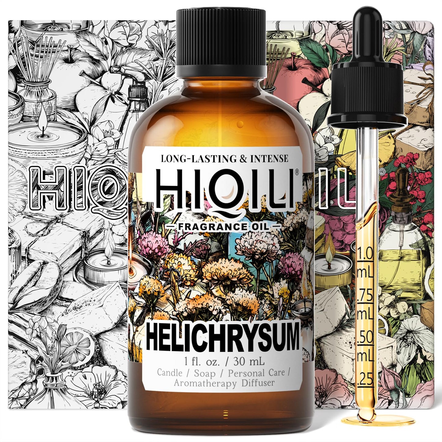 HIQILI Helichrysum Fragrance Oil from Natural Extracts, Essential Oil for Diffuser, Candle Making, DIY Helichrysum Balm - 1 Fl Oz
