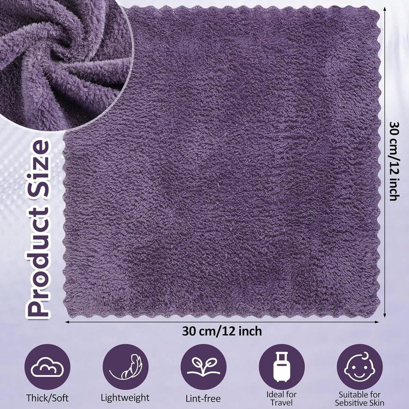 Ultra Soft Microfiber Washcloths - 100 Pack Quick Dry & Absorbent | 12 x 12 Inch Dark Purple for Sensitive Skin