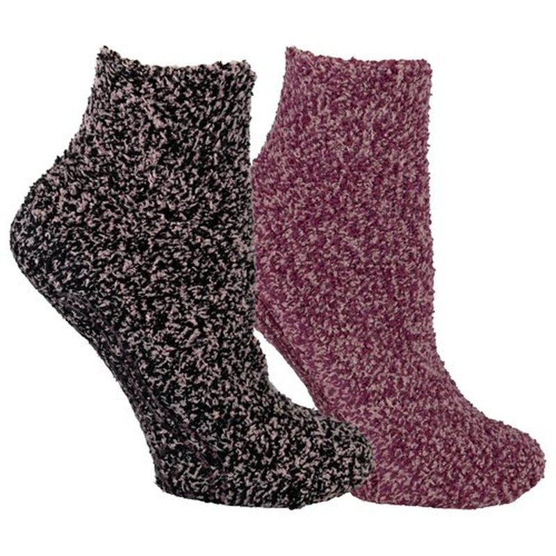 Dr. Scholl's Women's 2 Pack Soothing Spa Low Cut Lavender + Vitamin E Socks with Silicone Treads, Black/Pink, Shoe Size: 4-10