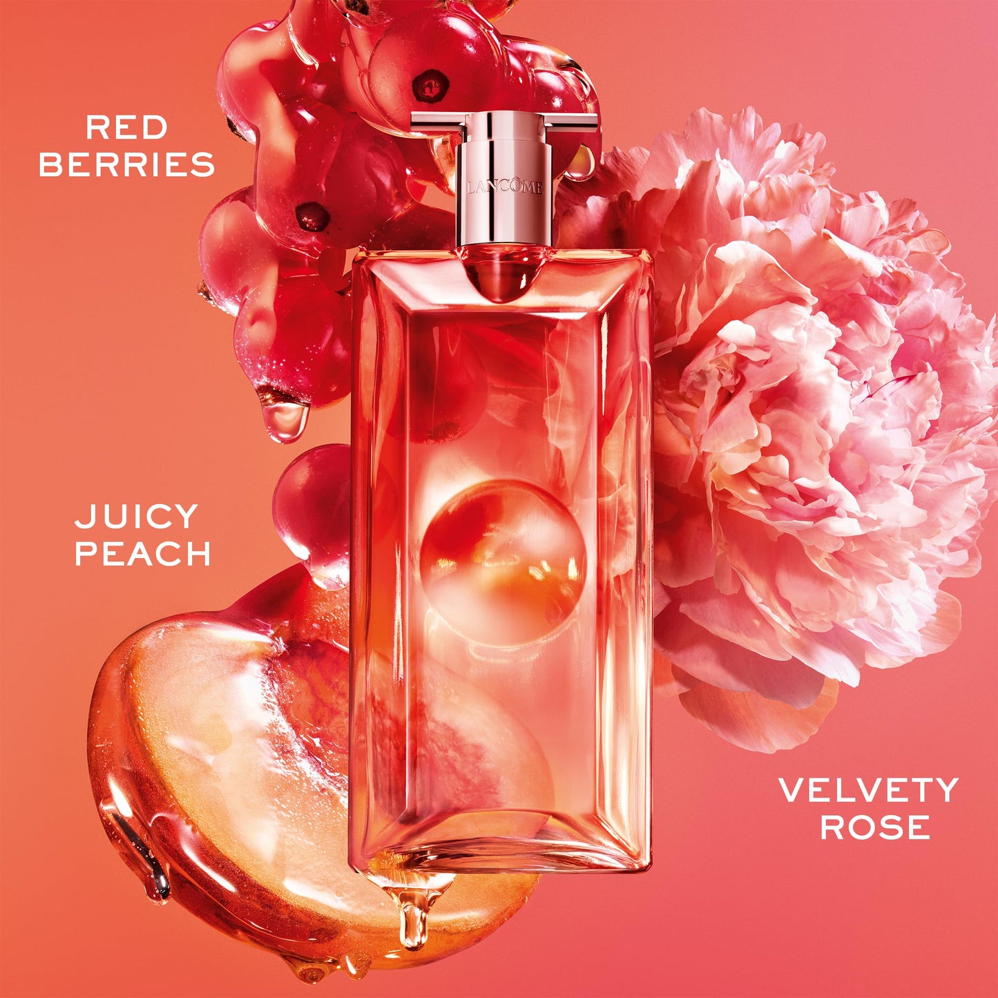 Lancôme Idôle Peach ‘N Roses Eau de Parfum, 3.4 fl oz – Juicy Peach, Sparkling Red Berries & Velvety Rose, Fruity Floral Perfume, Everyday Scent