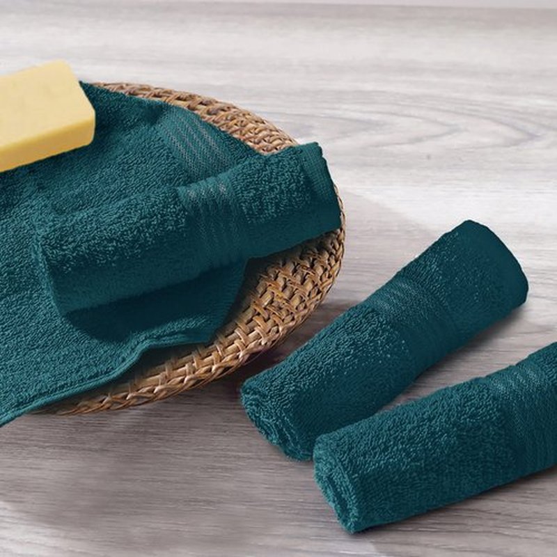 Belizzi Home Ultra Soft Cotton Washcloths, Contains 24 Piece Face Cloths 12x12 inch, Ideal for Everyday use Face Towels, Compact & Lightweight Multi Purpose Washcloths - Teal