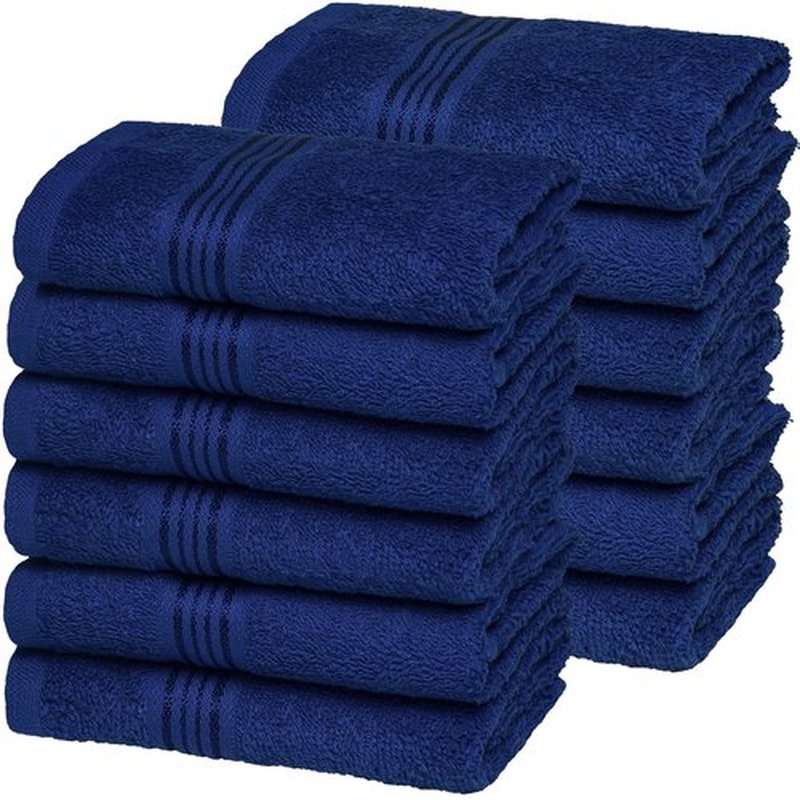 Belizzi Home Ultra Soft Cotton Washcloths, Contains 12 Piece Face Cloths 12x12 inch, Ideal for Everyday use Face Towels, Compact & Lightweight Multi Purpose Washcloths - Navy Blue