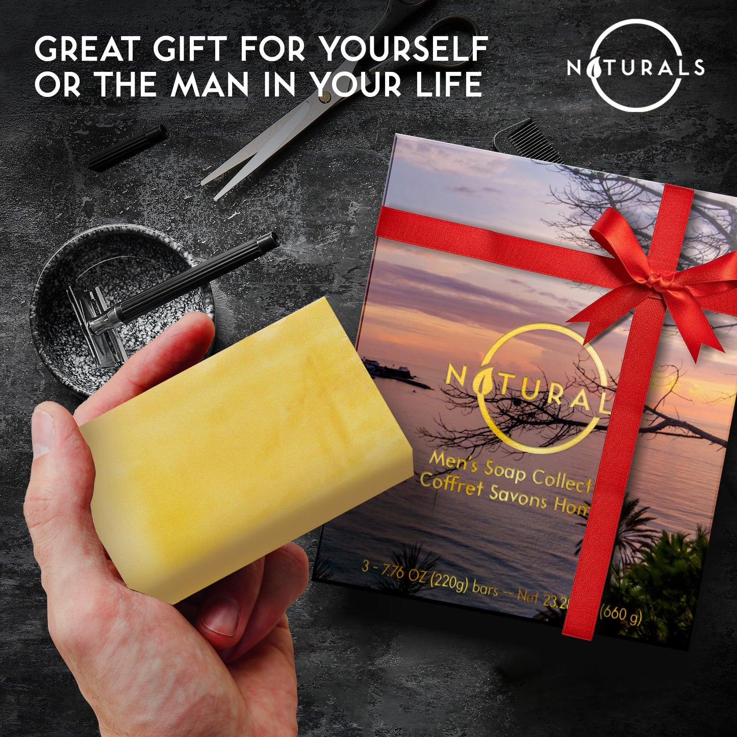 O NATURALS Exfoliating Soap Bar with Dry Mint Leaves - Medium Grit Mens Soap, Natural Exfoliating Bar Soap for Men, Peppermint Soap Bar - Face Soap, Moisturizing Mens Face Bar Soap, Mens Soap Bar