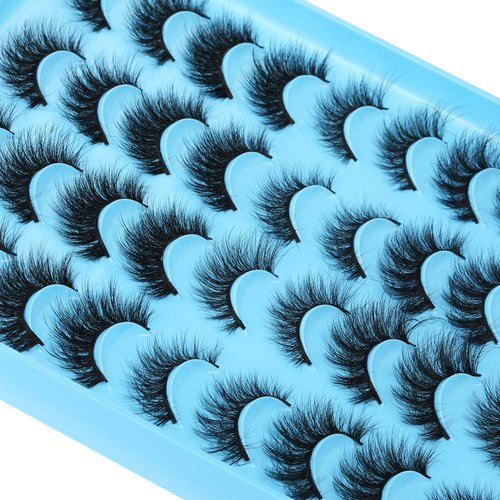 JIMIRE Faux Mink Eyelashes Fluffy Full False Lashes Cat-Eye Thick Volume 5 Styles Mixed Eye Extension 15-18MM Explosion Wispy Eye Lash Pack 20 Pairs