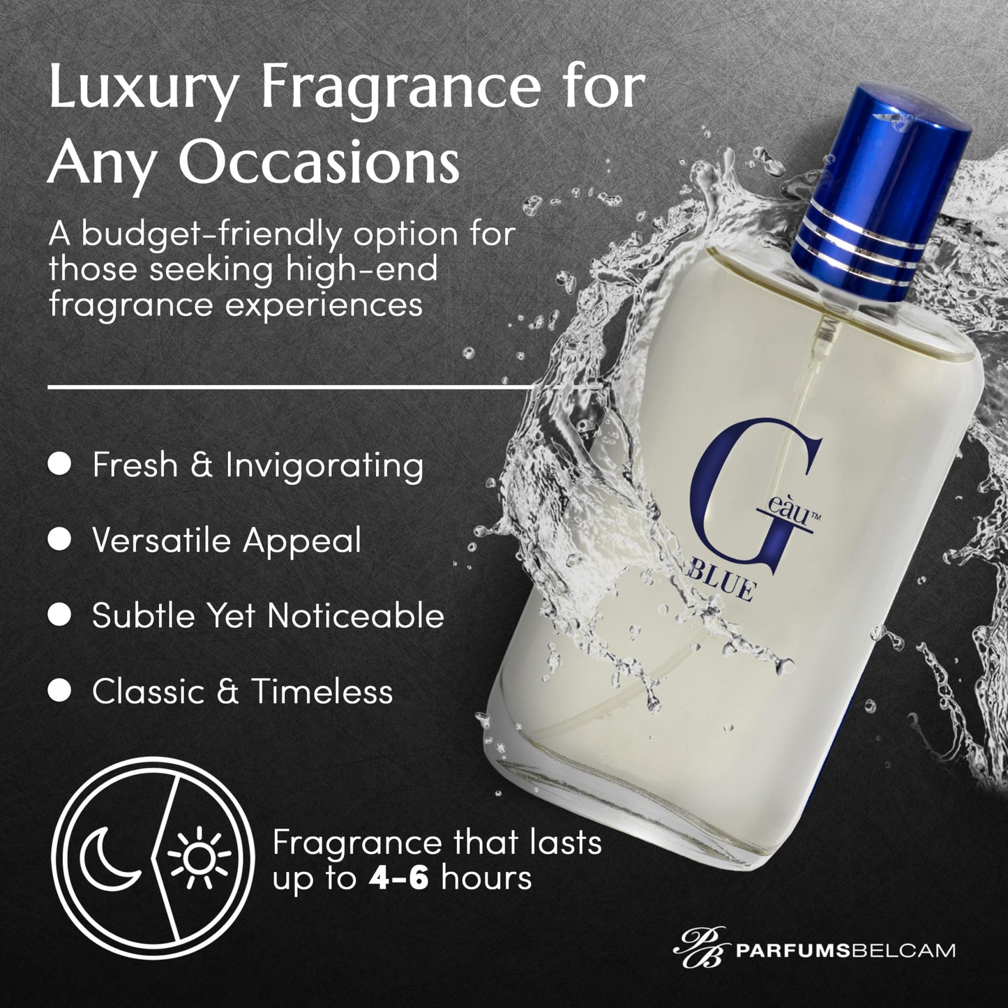 PB ParfumsBelcam G Eau Blue Eau de Toilette Spray – Men’s Cologne, Long-Lasting Summer Fragrance for Men and Teen Boys, Perfume para Hombre – 3.4 Fl Oz – Fresh Blue Scent