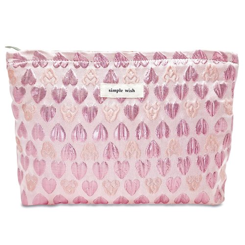 STARDW Cute Pink Makeup Bag Cosmetic Bags for Women and Girls,Travel Makeup Bag Large Capacity Canvas Makeup Bag,Makeup Organizer Bag Zipper Pouch (Pink Heart)