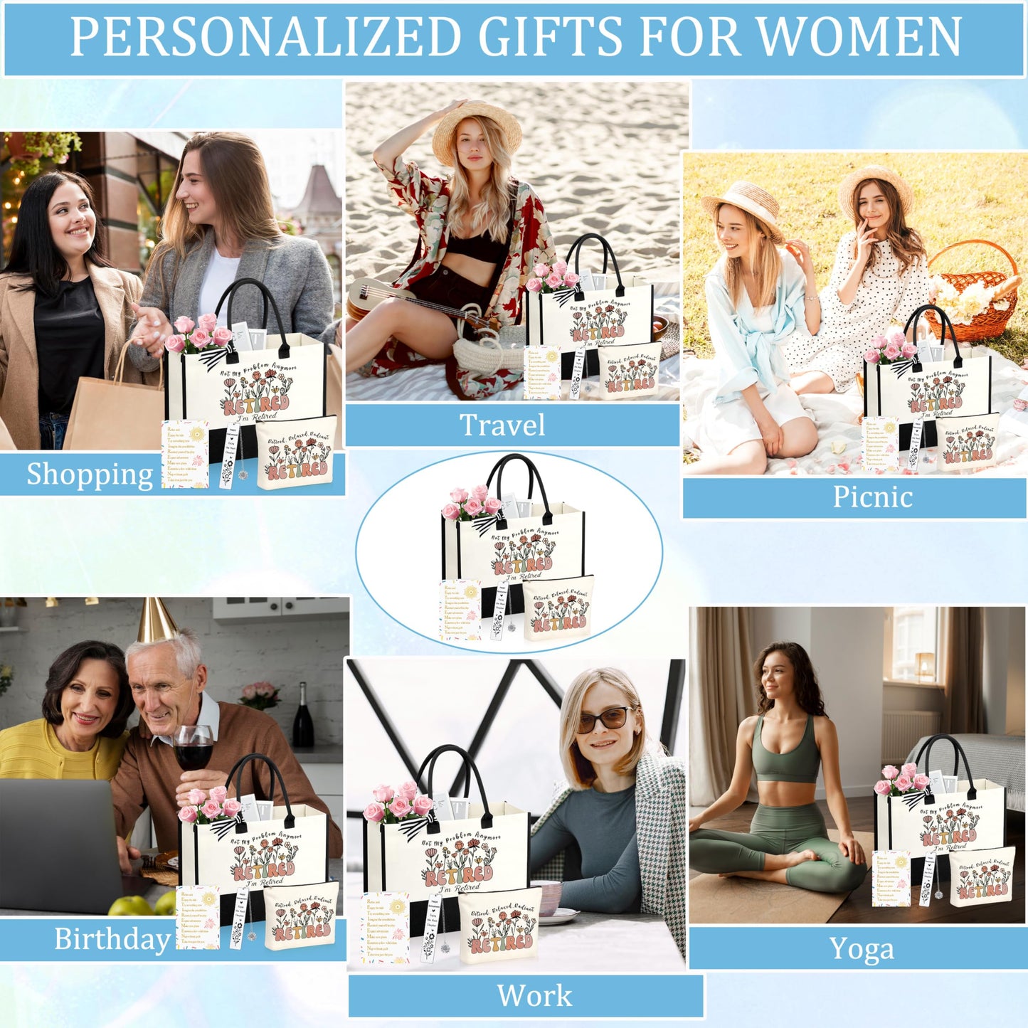 SiplyHaven Retirement Gifts for Women 2026, Best Cool Retirement Gifts for Coworker Teacher Nurses Boss Friends Mom Grandma Retirees, Coworker Farewell Leaving Going Away Gift Canvas Tote Bag