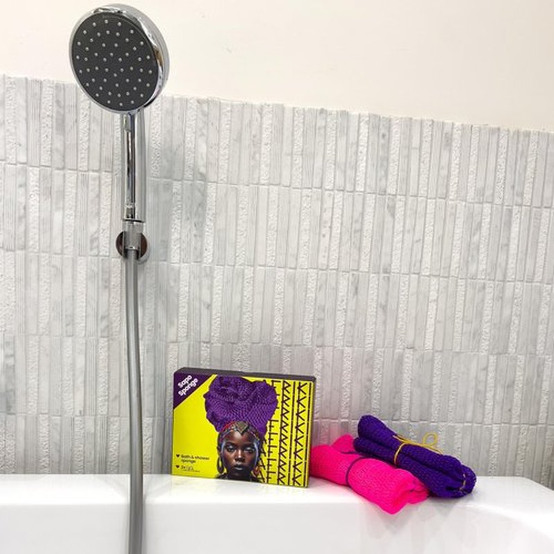 AFRIKI African Net Sponge Exfoliating Washcloth, 2 Pieces African Exfoliating Sponge, Real, Authentic, Black Owned Bath Sponge, Back Scrubber, Dead Skin Remover