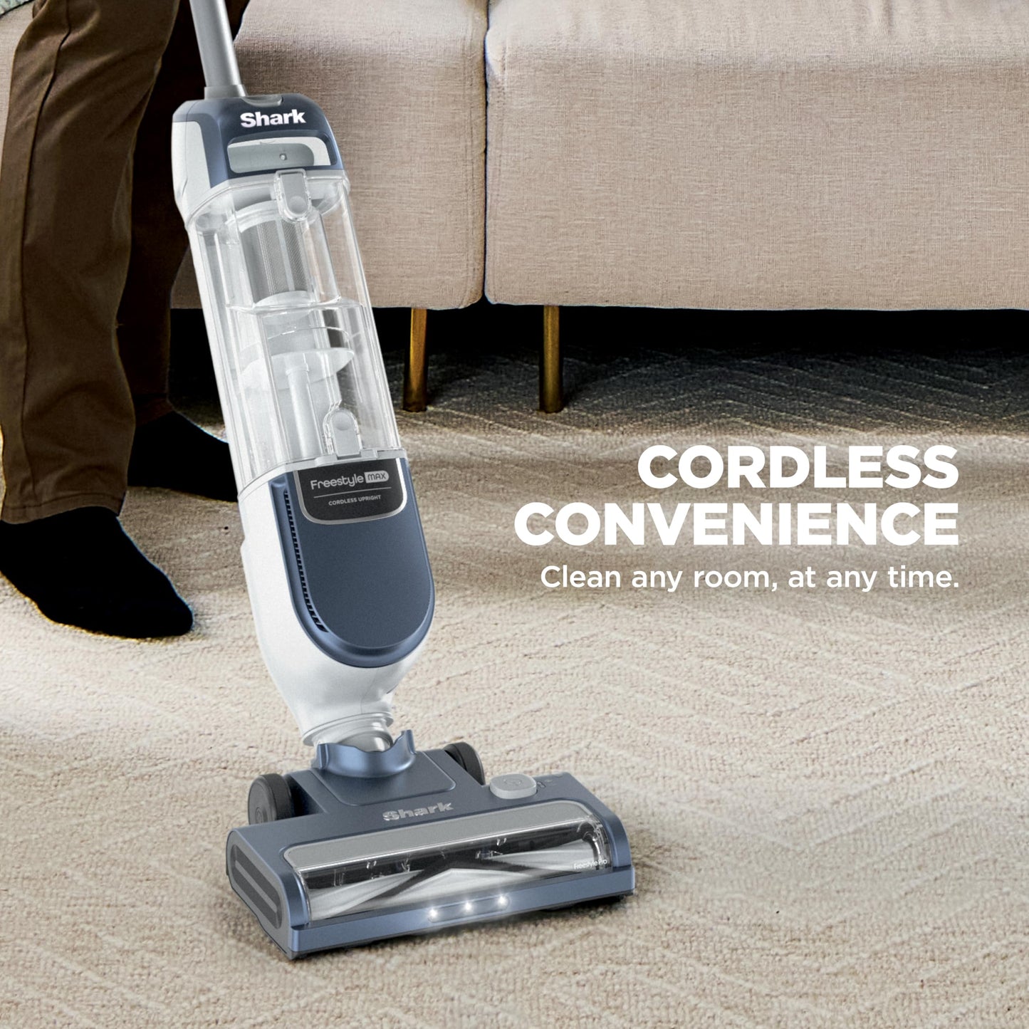 Shark Freestyle Max Cordless Upright Vacuum | Multi-Surface Cleaning, Lightweight, Easy Maintenance | Large Dust Cup, 2-Speed Brushroll, LED Headlights | Nordic Blue | SV2002