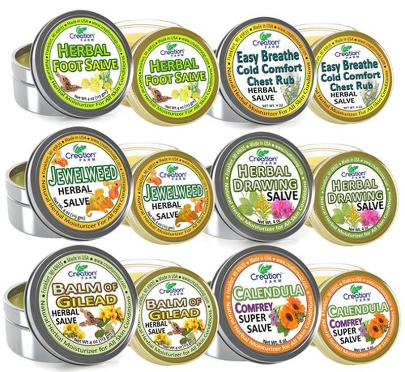 Creation Farm Foot Salve Herbal Balm Cream - Balsamo pomada crema herba de Los pies featuring Peppermint, Tea Tree plus 10 botanicals