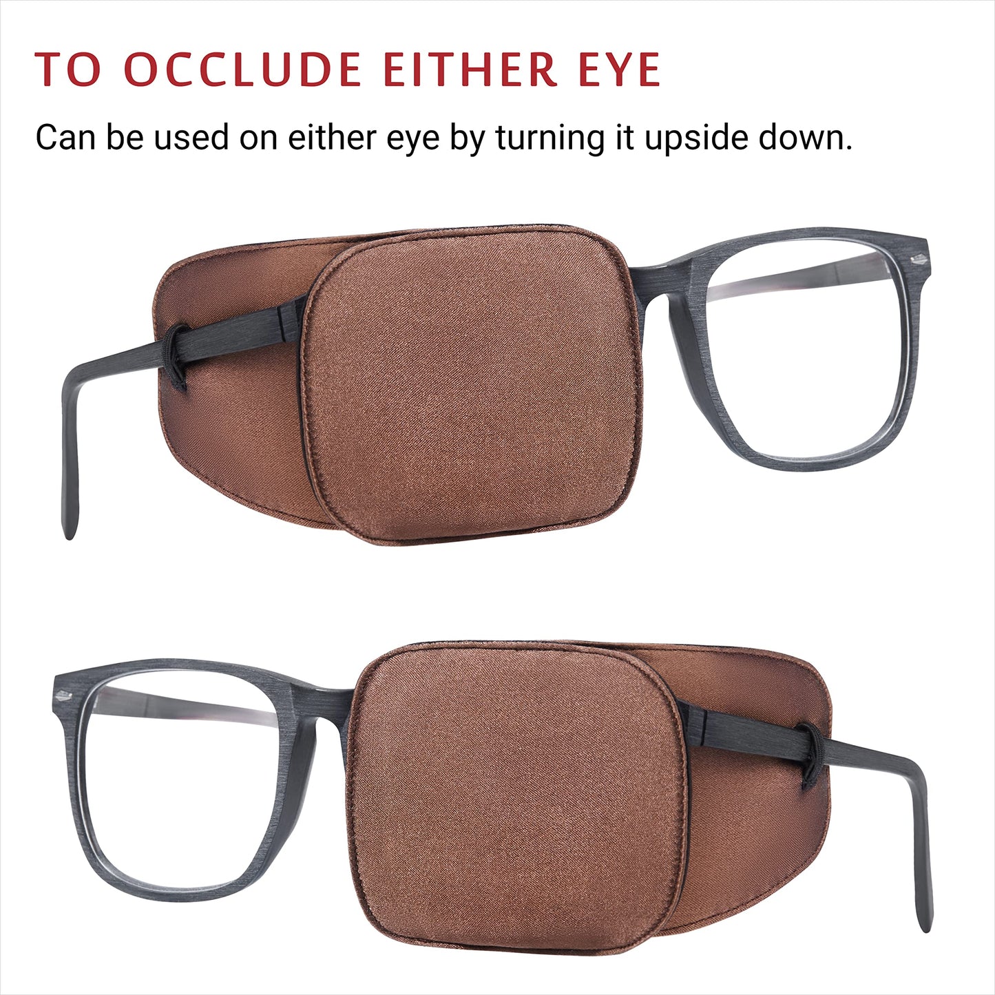 Astropic 2Pcs Large Silk Eye Patches for Adults Kids Glasses to Cover Either Eye (Large, Brown)