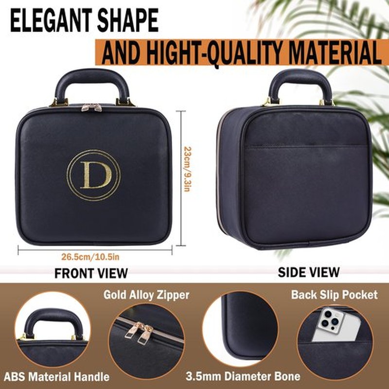 Makeup Travel Train Case with Mirror, LED Light, 3 Adjustable Brightness Levels, Cosmetic Bag with Handle, Portable Storage, Adjustable Partition, Waterproof, Monogrammed Gift Makeup Bag for Women