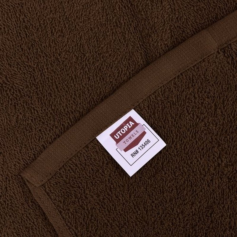 Utopia Towels Cotton Washcloths Set - 100% Ring Spun Cotton, Premium Quality Flannel Face Cloths, Highly Absorbent and Soft Feel Fingertip Towels (24 Pack, Brown)