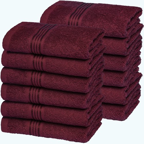 Belizzi Home Ultra Soft Cotton Washcloths, Contains 12 Piece Face Cloths 12x12 inch, Ideal for Everyday use Face Towels, Compact & Lightweight Multi Purpose Washcloths - Burgundy