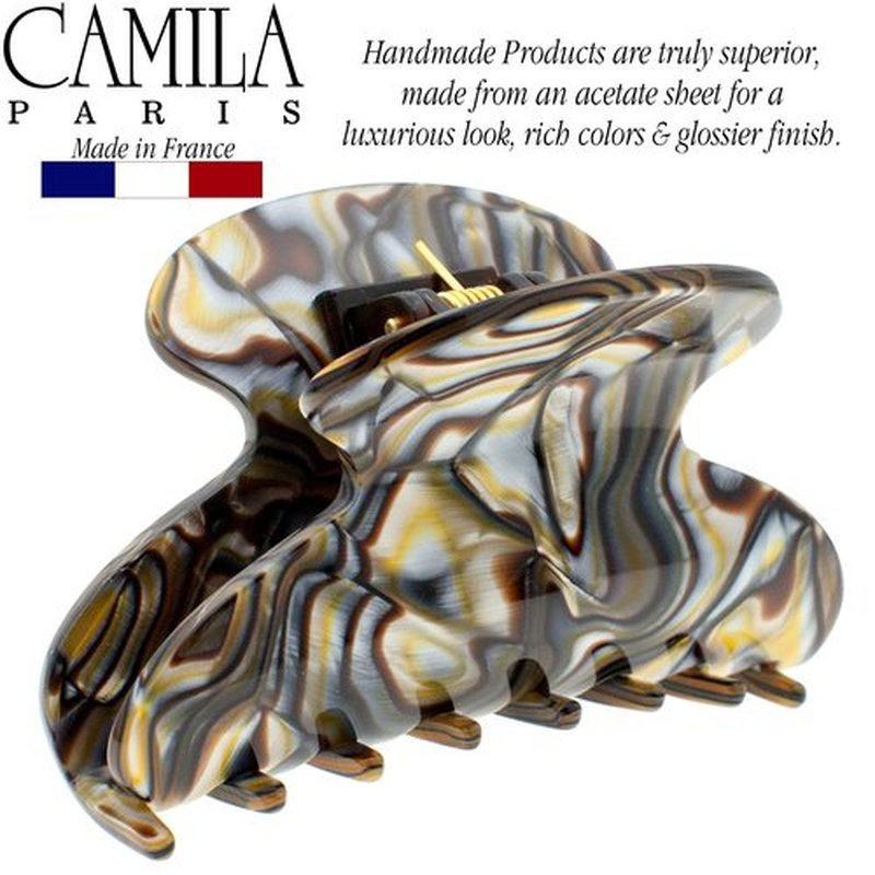 Camila Paris CP3058 French Hair Clip for Women, Onyx, for Thick Hair for Long Curly Wavy Hair, Girls Hair Claw Clips Jaw, Styling Hair Accessories for Women, Strong Hold No Slip Grip, Made in France