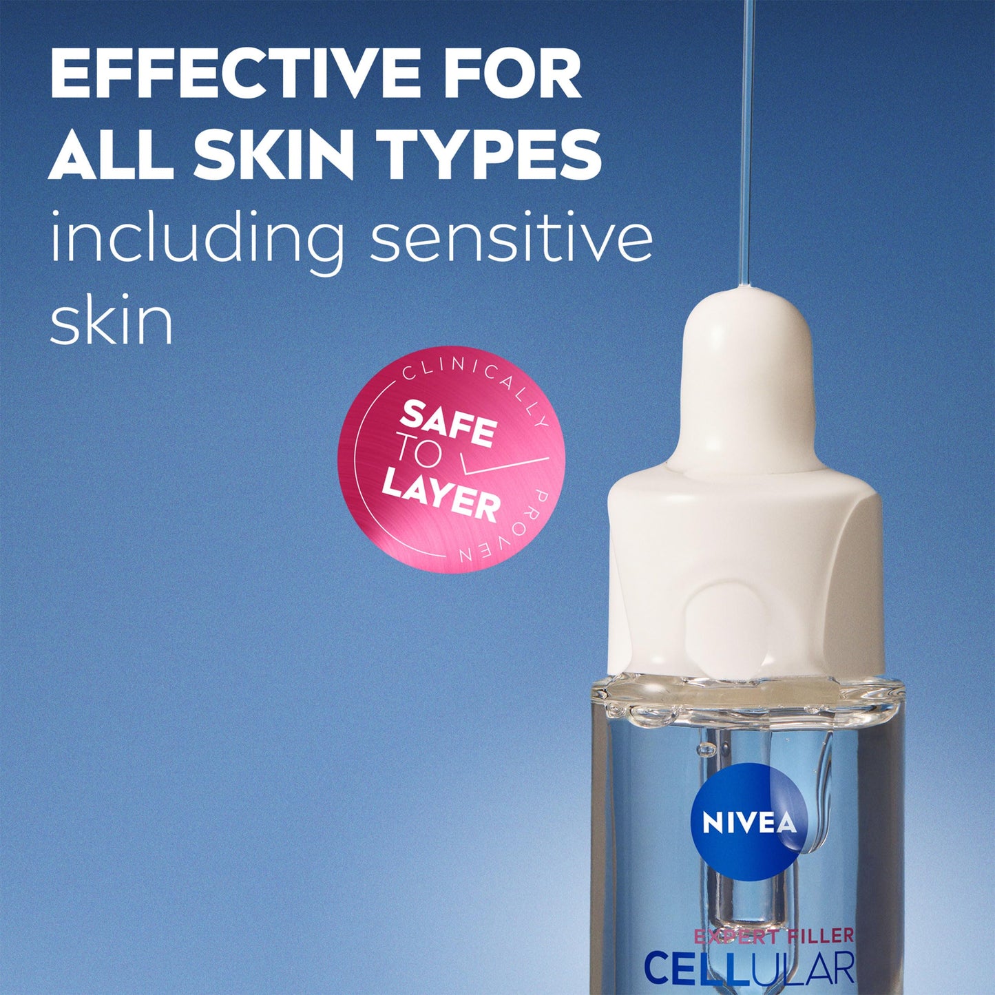 NIVEA Cellular Expert Filler Hyaluron Acid Replumping Serum (15ml), Anti-Ageing For Visibly Smoother, Hydrated, and Supple Skin, Dermatologically Approved Hyaluronic Acid Serum, Mini Size