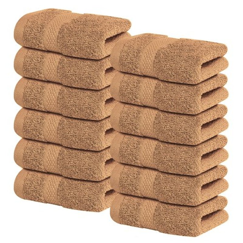 Infinitee Xclusives Premium Wash Cloths for Showering [13x13] – 100% Cotton Washcloths [Pack of 12], Soft and Absorbent Face Towels for Bathroom Wash Clothes, Gym, and Spa |Cosmic Sand|