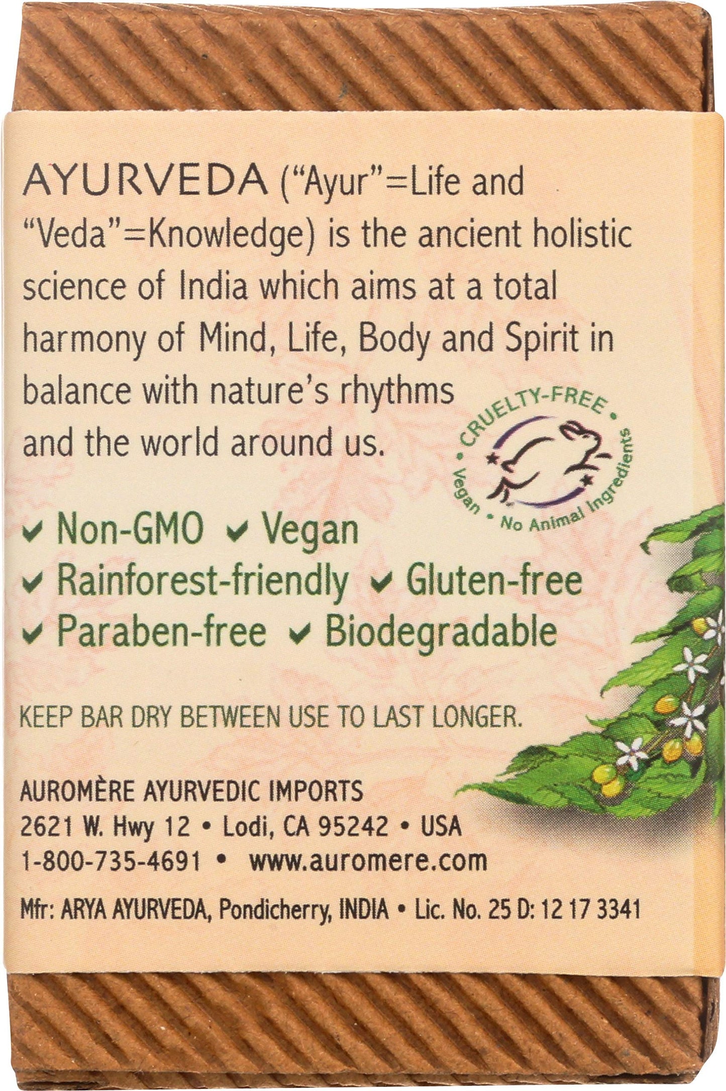 Auromere Ayurvedic Bar Soap, Vanilla Neem - Eco Friendly, Handmade, Vegan, Cruelty Free, Natural, Non GMO (2.75 oz), 2 pack