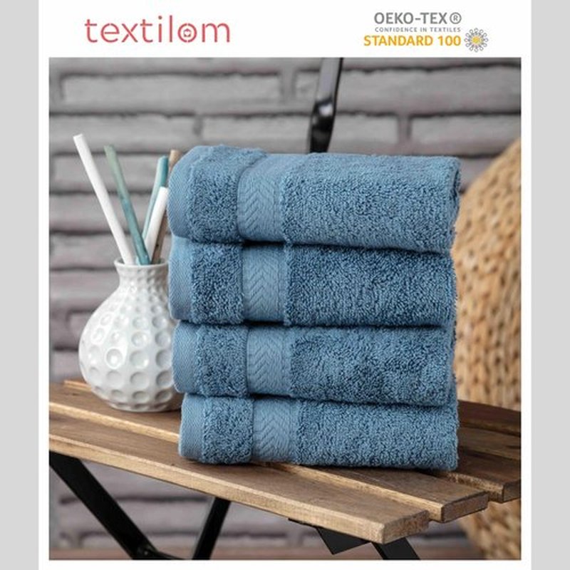 TEXTILOM Washcloths for Body and Face – Hotel and Spa Quality & Soft & Absorbent & Quick Dry Wash Cloths for Your Body – 100% Turkish Cotton Wash Clothes Towel Set of 4 (13 x 13 inches) - Blue