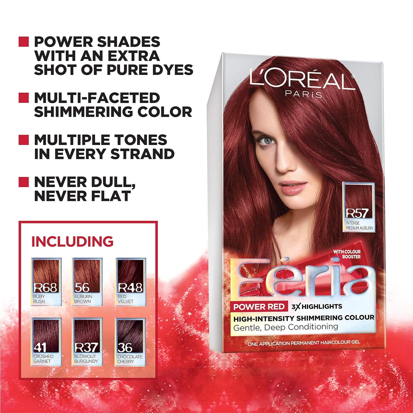 L'Oreal Paris Feria Multi-Faceted Shimmering Permanent Hair Color, T53 Moonlit Tortoise (Cool Medium Brown), Pack of 1, Hair Dye