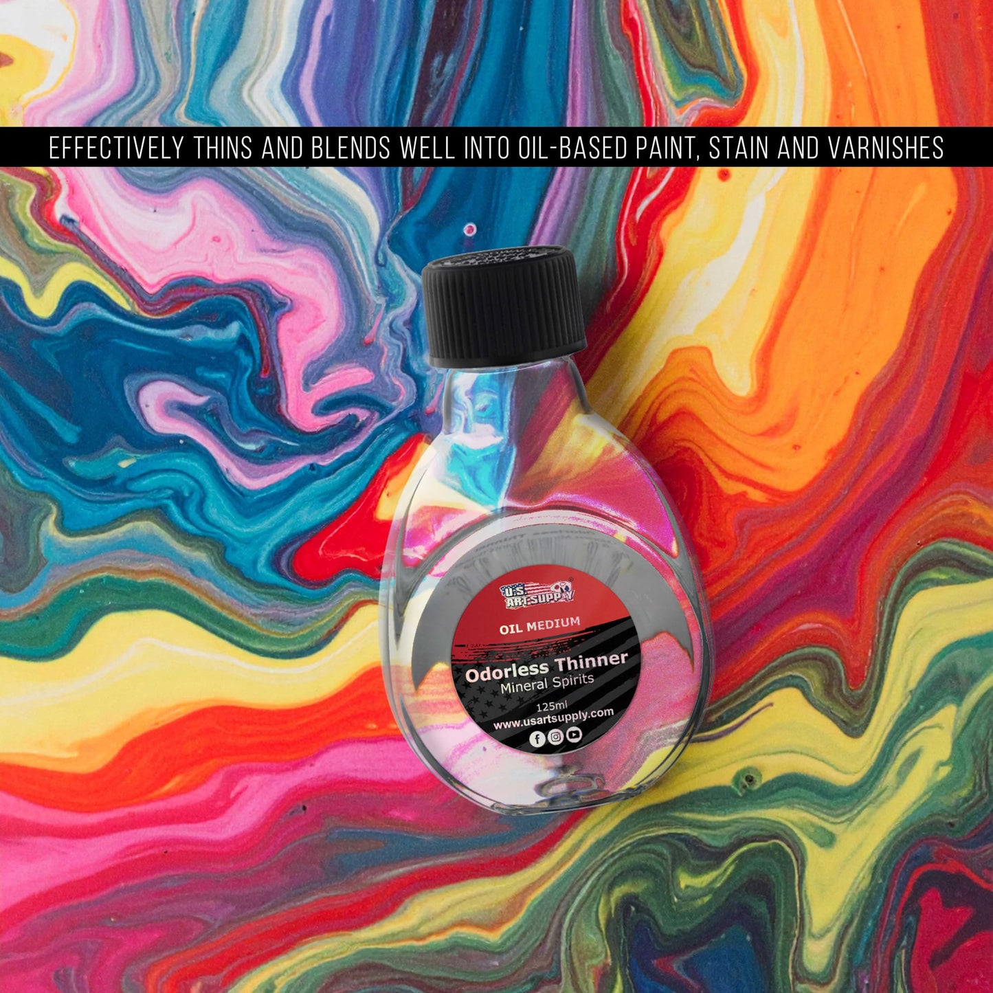 U.S. Art Supply Odorless Mineral Spirits for Cleaning 125ml - Solvent for Artists, Odorless Paint Thinner for Oil Painting