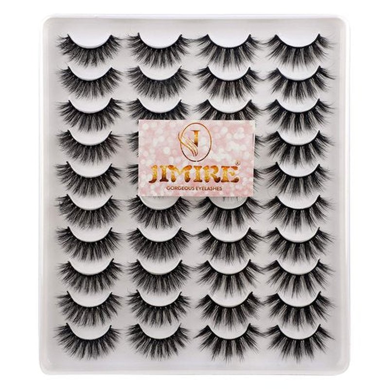 JIMIRE 20 Pairs False Eyelashes 2 Styles Mixed Fluffy Eyelashes Natural Volume Wispy Faux Mink Lashes Pack