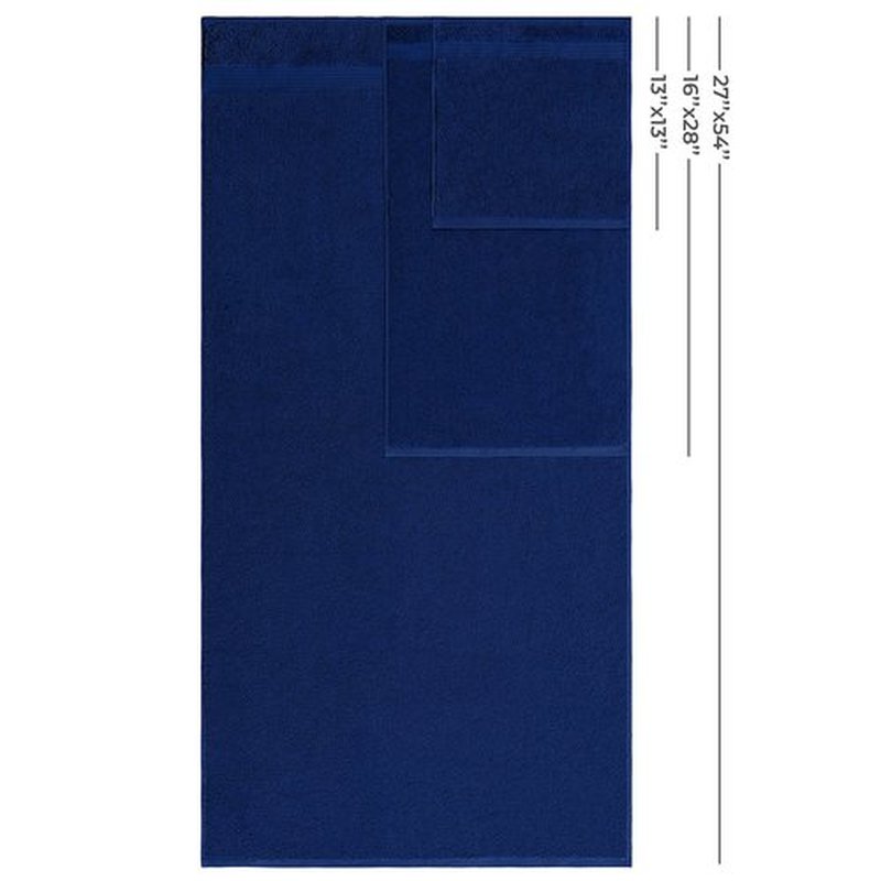 American Veteran Towel, 100% Cotton Turkish 6 Piece Towel Set Luxury Towels Set of 6 for Bathroom Essentials 2 Bath Towels 2 Hand Towels 2 Washcloths, Navy Blue