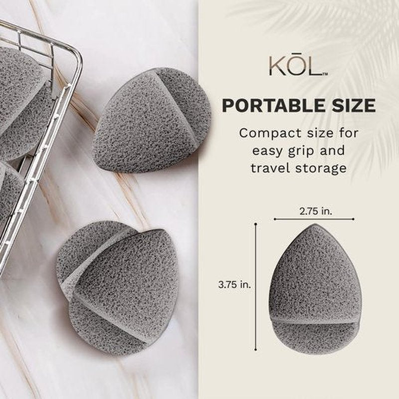 KOL Face Scrubber, Premium Charcoal and Vitamin E Infused Facial Cleansing and Exfoliating Pads for Daily Face Cleaning and Makeup Removal, 3 Count