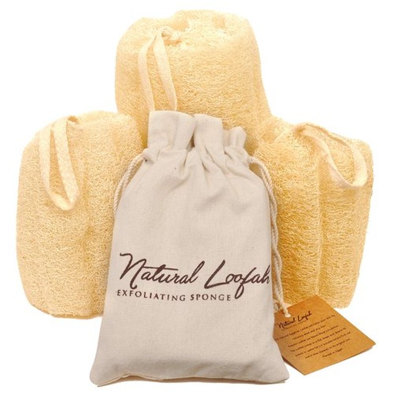 All Natural Loofah Sponge, Pack of 3 Real Egyptian Bath & Shower Exfoliating Loofa Scrubber Sponges for Face, Back & Body, Eco Friendly, No Toxic Chemicals, 6" x 6" by Crafts of Egypt