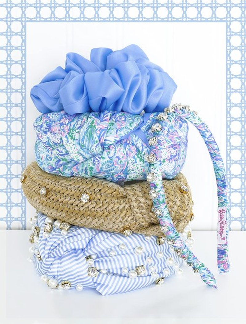 Lilly Pulitzer Blue Scrunchie Set, 2-Pack Satin Scrunchies, Cute Hair Ties for Women and Girls, Soleil It On Me