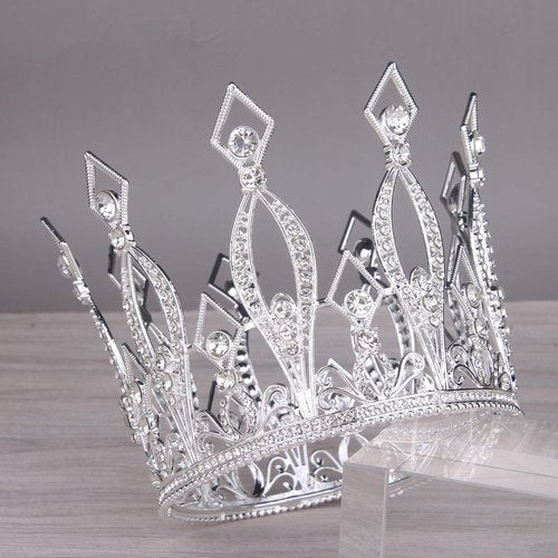 Silver Crown, Vofler Glinda The Good Witch Costume Women Wizard Tall Tiara - Cake Topper Crystal Decoration for Queen Lady Girl Bride Princess Birthday Wedding Pageant Prom Homecoming Halloween Party