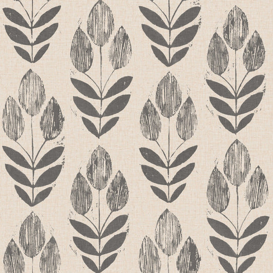 NuWallpaper Folk Tulip Peel and Stick Wallpaper, Neutral, Textured Removable Wallpaper, 20.5 in x 18 ft