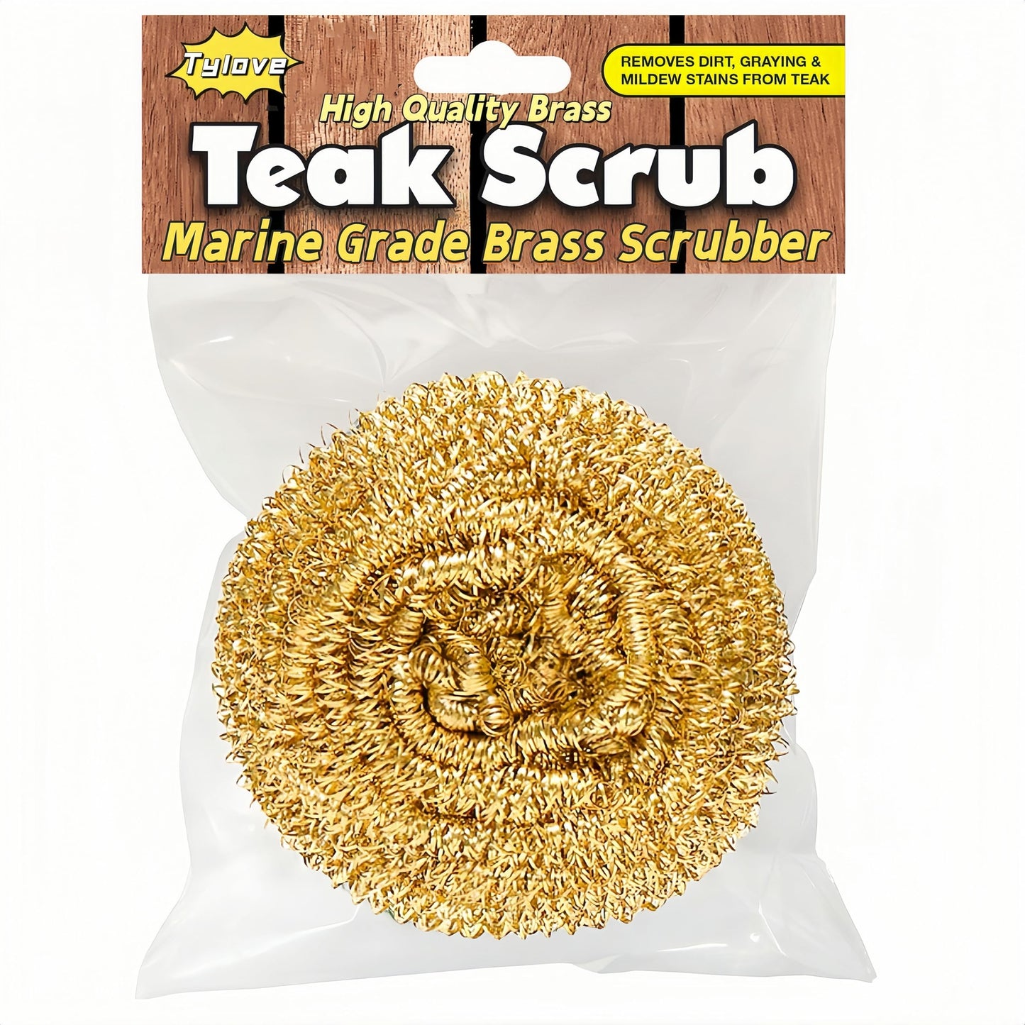 Marine Grade Brass Teak Scrubber not Cheap Stainless Steel Scrub Scouring Pad | Gentle Non-Scratch Deck | Rustproof | Premium Yacht Wood Restorer - Refinish Wood Furniture & Boat Teak