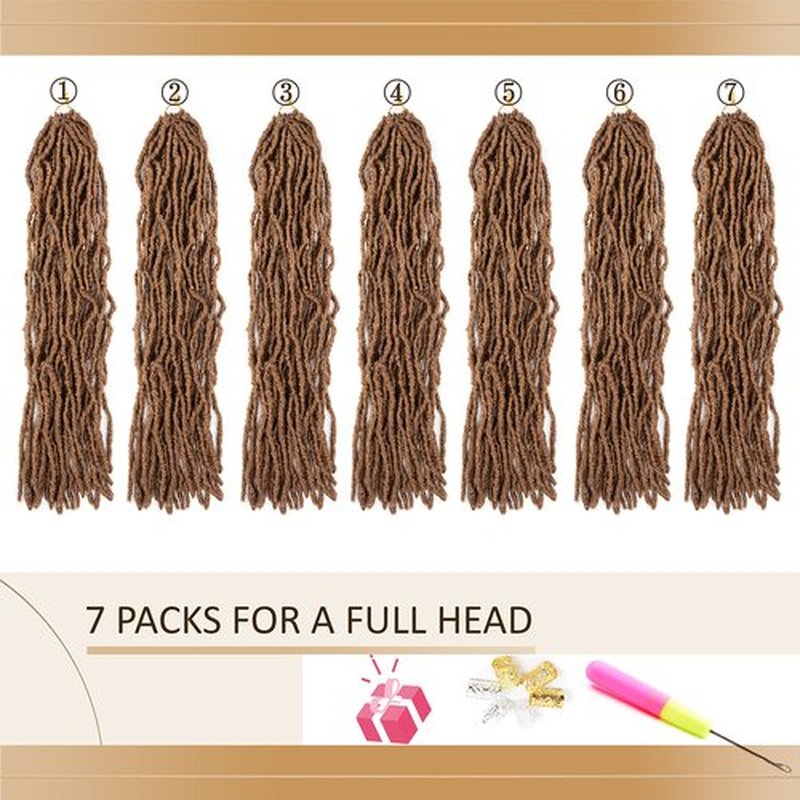 Faux Locs Crochet Hair Soft Locs 18 inch 7 Packs Color 30 Short Pre Looped Crochet Locs Goddess Locs Crochet Hair For Black Women Braiding Hair Extensions (18 Inch (Pack of 7), 30#)