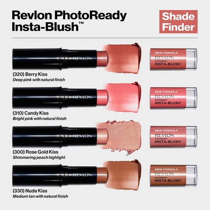 Revlon Blush Stick, PhotoReady Insta-Blush Face Makeup with Cream to Powder Formula, High Impact Color, Moisturizing Creamy Formula, 330 Nude Kiss, 1.15 Oz