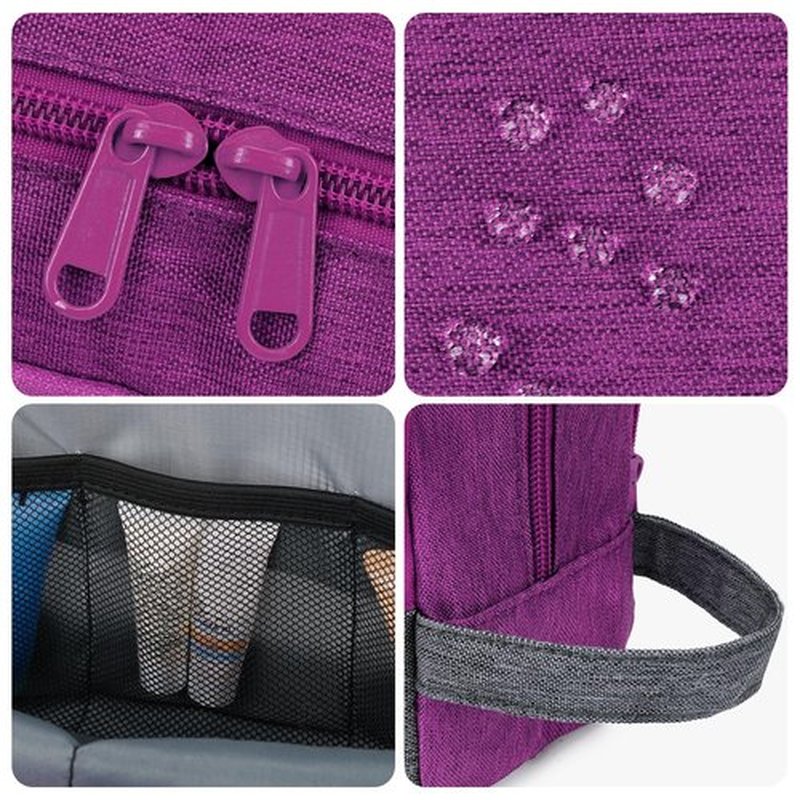 Toiletry Bag for Men Hanging Dopp Kit Water Resistant Shaving Bag Small Toiletry Bag for Traveling (deep purple on gray)