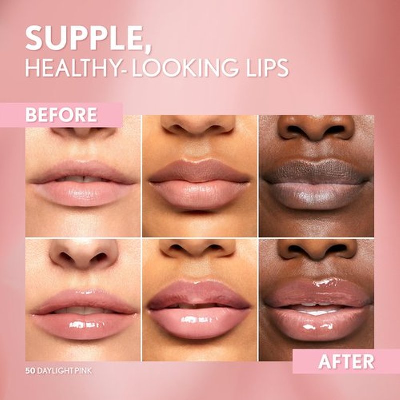 COVERGIRL Clean Fresh Yummy Gloss Daylight Collection, Hydrating, Glossy Shine, Vegan Formula, Daylight Pink 50, 0.33oz
