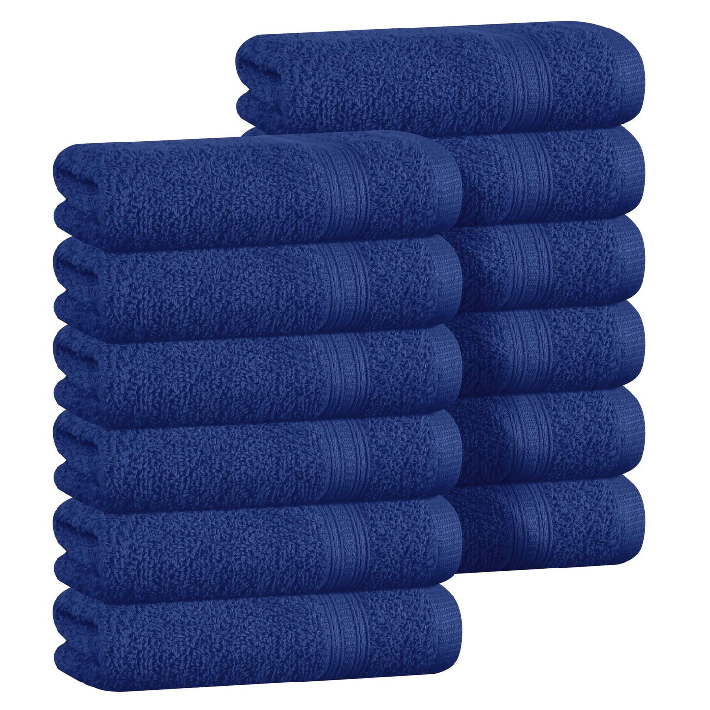 BOUTIQUO Ultra Soft Cotton Washcloths, Contains 12 Piece Face Cloths 12x12 inch, Ideal for Everyday use Face Towels, Compact & Lightweight Multi Purpose Washcloths - Navy Blue