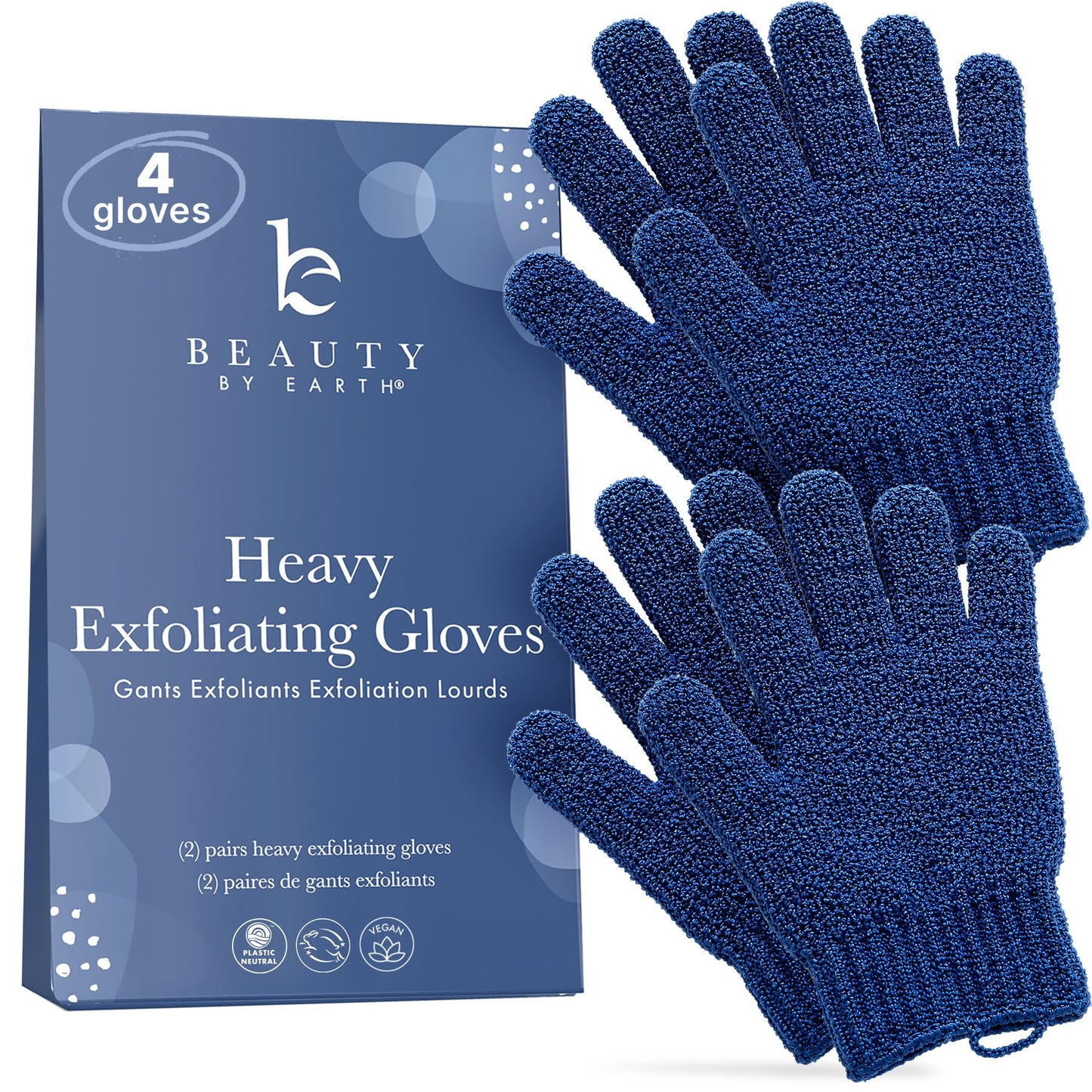 Exfoliating Glove (4 pcs, 2 Pairs) - Heavy Shower Gloves for Body Scrub