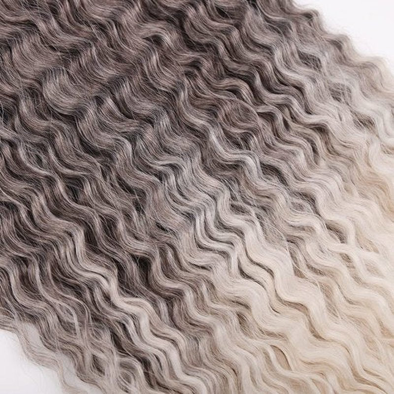 MAYSA Ombre Grey Curly Crochet Hair 22inch 6Packs Ocean Wave Crochet Hair Wavy Synthetic Crochet Hair Ombre Chocolate Brown Mix Ash Silver #4/56C