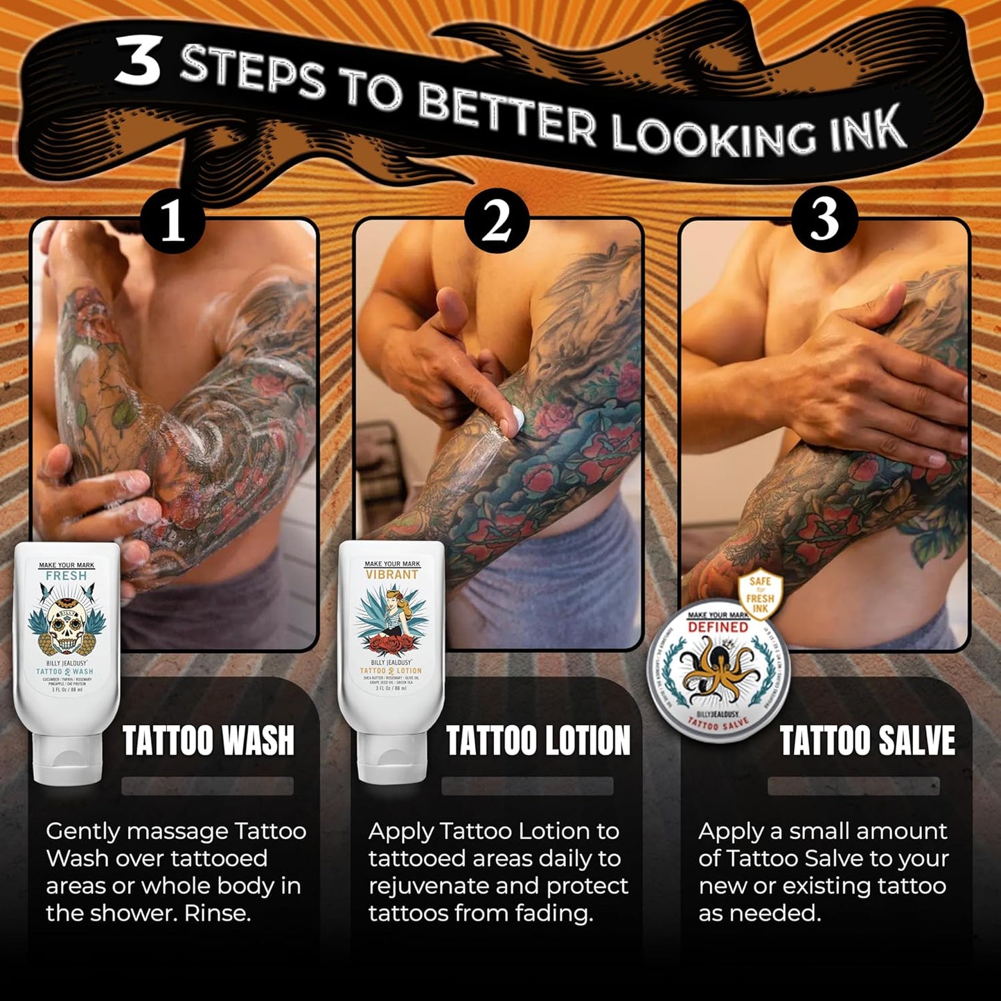 Marked IV Tattoo Care Kit - Aftercare Ink Salve, Brightening Soap & Moisturizing Lotion