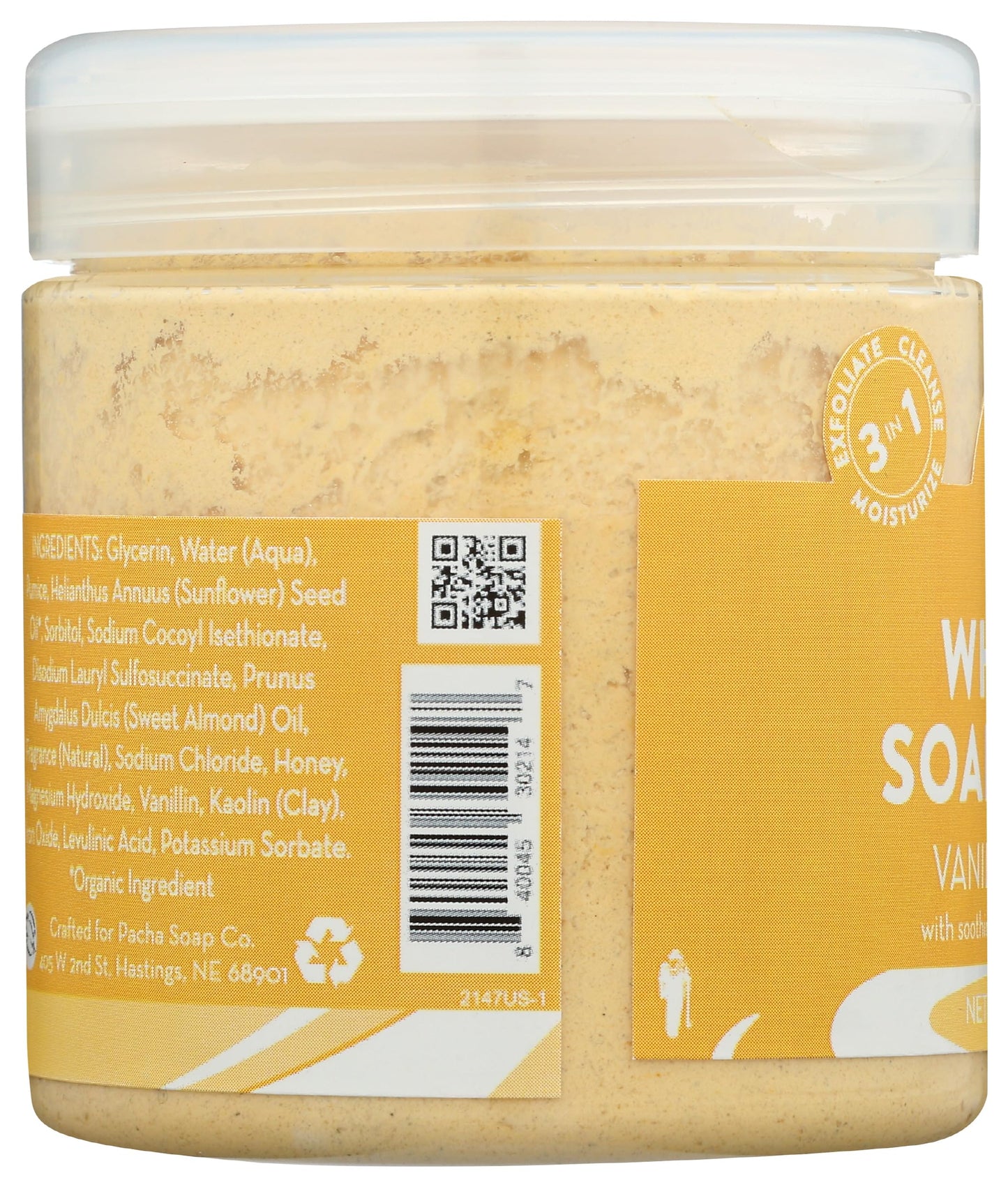 Pacha Soap Vanilla Almond Whipped Soap Scrub, 8 OZ