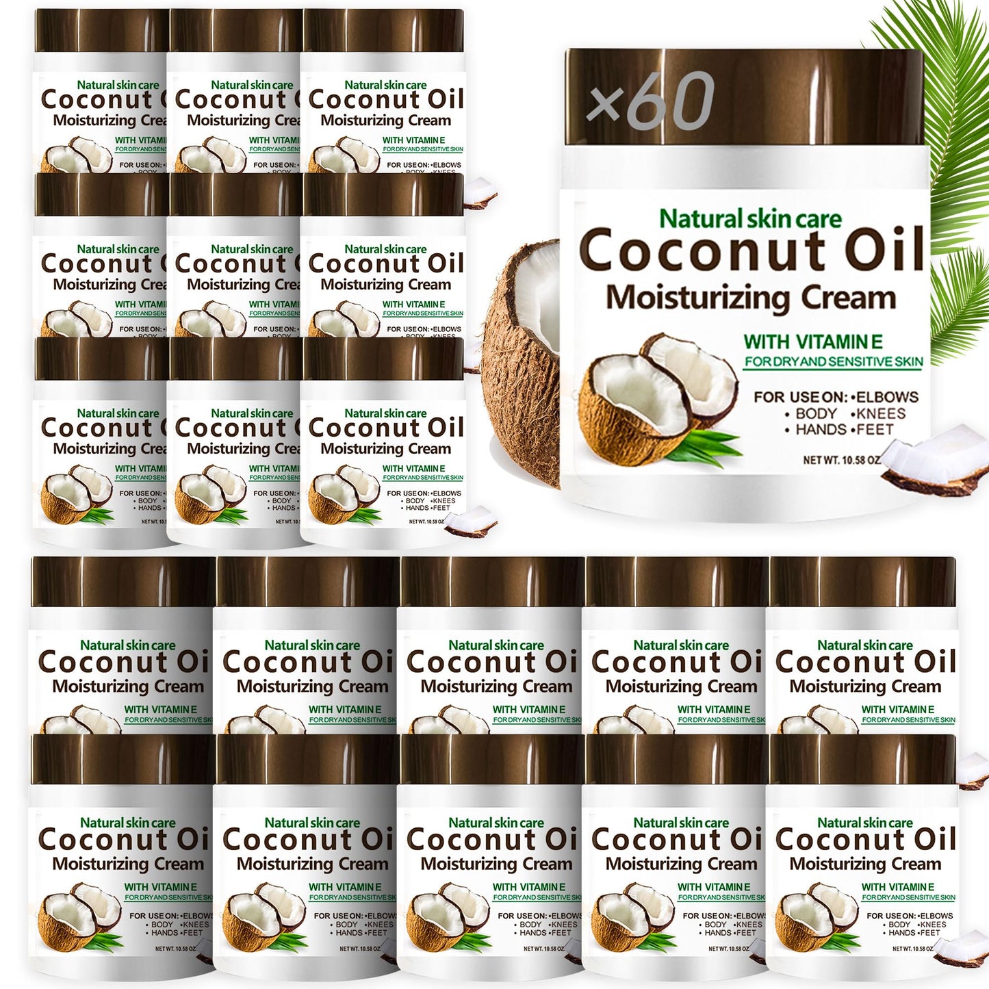 DR MEINAIER 60 packs X 300ml Coconut Moisturizing Lotion Cream Face Body Hands Fast-Absorbing Non-Greasy Daily Care Sensitive Skin