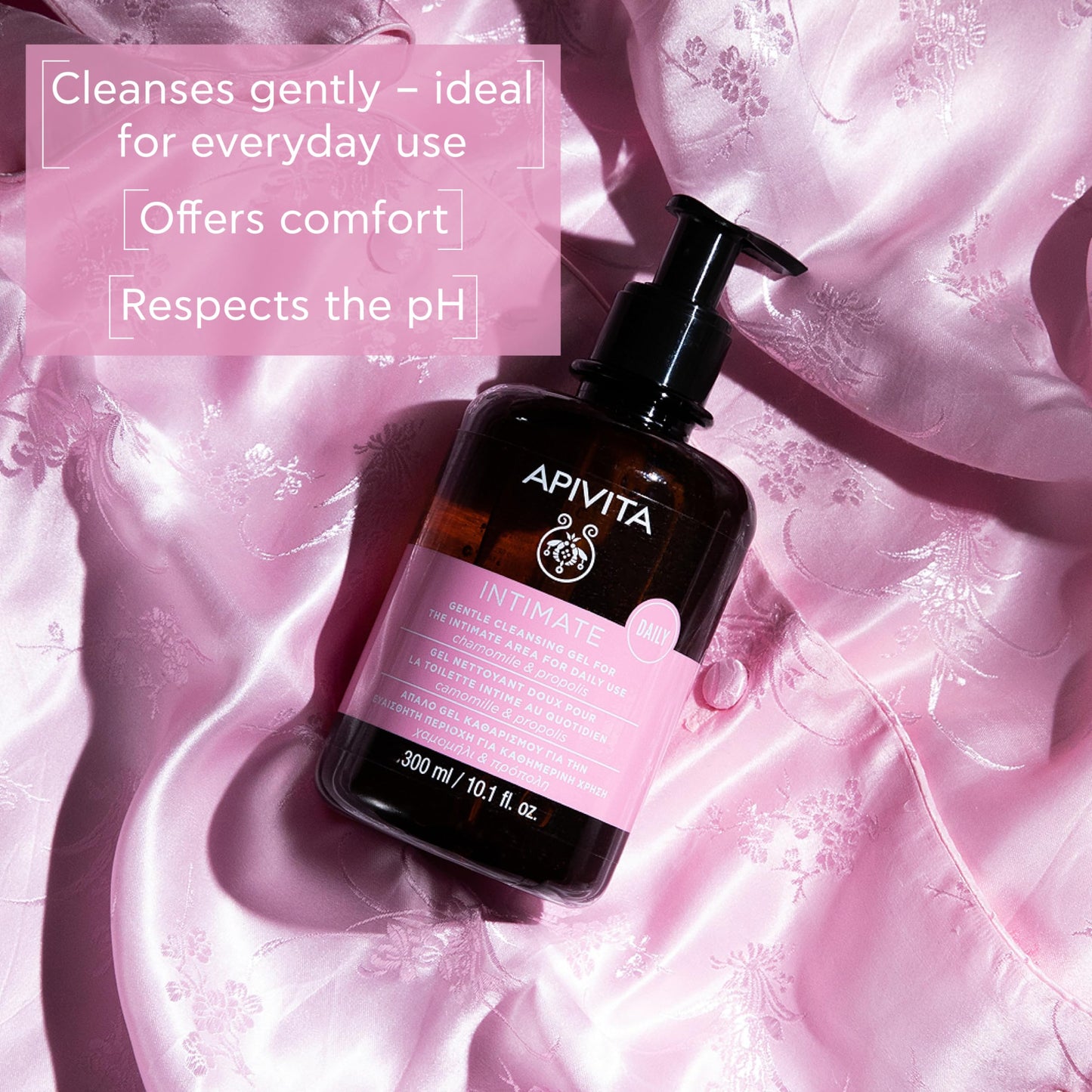 Apivita Intimate Feminine Wash, pH-Balancing Gentle Gel Cleanser with Chamomile & Propolis