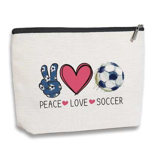 kdxpbpz Soccer Gifts Soccer Cosmetic Bag for Her Him, Soccer Coach Gifts, Soccer Team Gifts for Football Lovers Players Fans Birthday Gifts for Women Her Football Gifts