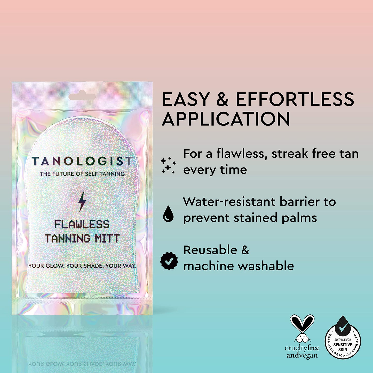 Tanologist Flawless Self Tanner Mitt, For Tanning Mousse, Water & Gradual Tan, Streak-Free Self-Tanner Application, Reusable & Machine Washable, No Stained Hands, Vegan & Cruelty-Free, 1 Count