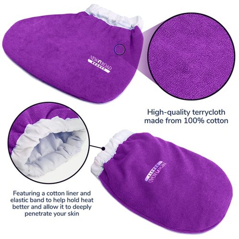 New Road Beauty - Paraffin Wax Mitts for Hand and Foot, Thick Heat Therapy Insulated Terry Cloth for Paraffin Treatments, Use For Pedicure Foot Spa - Purple